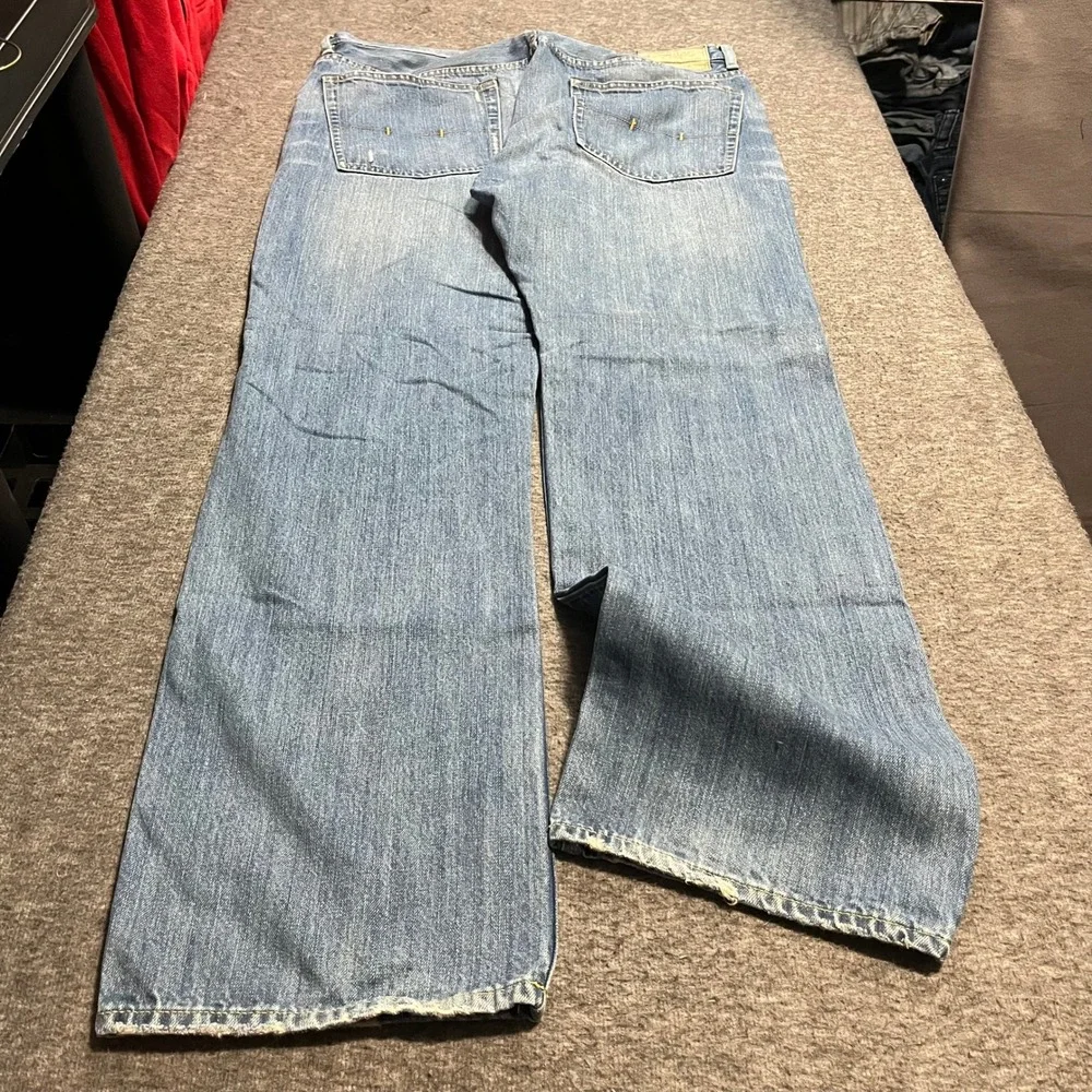 Polo Ralph Lauren Loose Fit Distressed Blue Denim Jeans 36x32 Mens Medium Wash